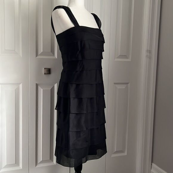 EVAN PICONE 100% SILK‎ BLACK TIERED COCKTAIL DRESS SIZE 4 (fits more 4-6) - Picture 12 of 15